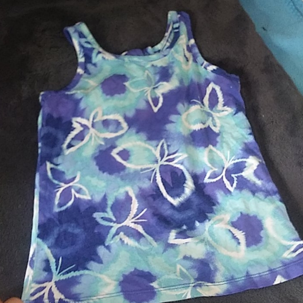 It's a tie-dyed tank top with  butterflies